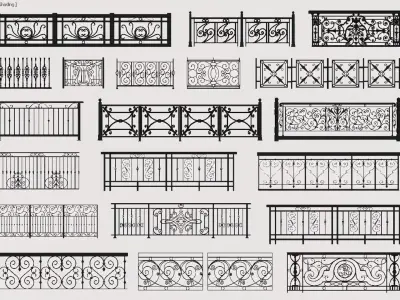 Wrought iron railings 3D model