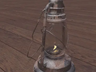 Old Rusty Gas Lamp - Paraffin Lamp Low-poly 3D model