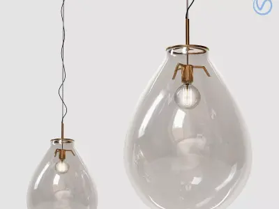 light-10 two glass pendant lights hanging from ceiling 3D model