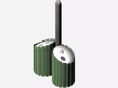 Green elliptical modern garbage bin Low-poly 3D model