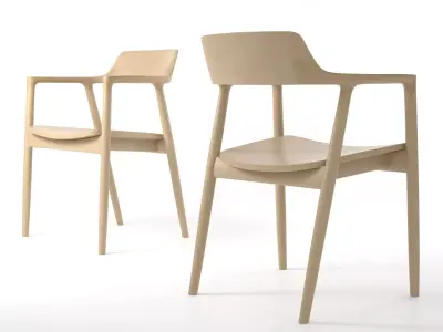 Hiroshima wooden chair with cushion 3D model