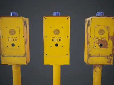 Emergency Call Box 1 PBR Game Ready Low-poly 3D model