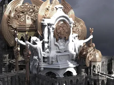 Steampunk Dark Tower Halloween Tall Kitbash 5 3D model