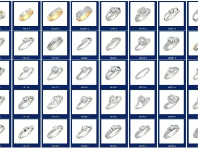 Diamond Engagement  ring 50 cad files   part 04 3D print model