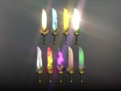 Elemental great swords collection Low-poly 3D model