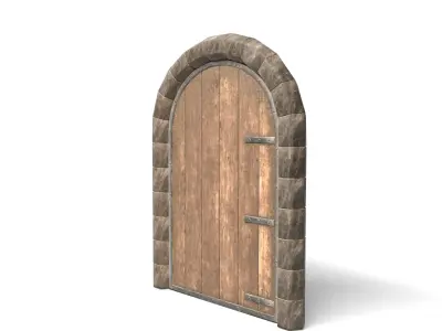Simple Medieval Wooden Door  Low-poly 3D model