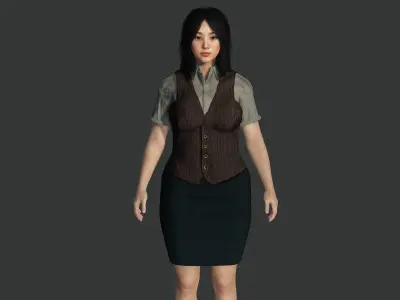AAA 3D REALISTIC ASIAN CHARACTER-JAPANESE TEACHER  OFFICE WORKER Low-poly 3D model