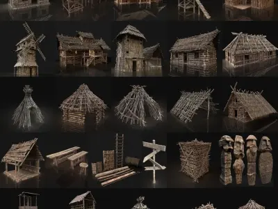  BIGGEST AAA HOUSES BUILDER PACK COLLECTION VIKING ORC PRIMAL 