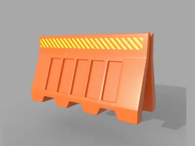 Barrier orange with stripe 3D model
