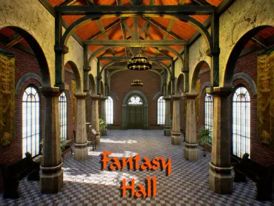 Fantasy Hall for Unreal Low-poly 3D model