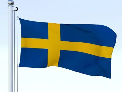 Animated Sweeden Flag Low-poly 3D model