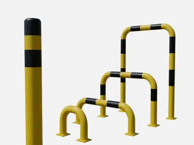Road barrier collection Low-poly 3D model