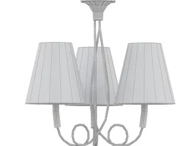 MANTRA three light chandelier in brass with shades 3D model