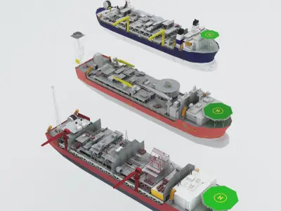 FPSO offshore platform  pack Low-poly 3D model