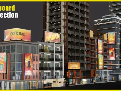 PBR - Low-Poly City Billboard Asset Low-poly 3D model