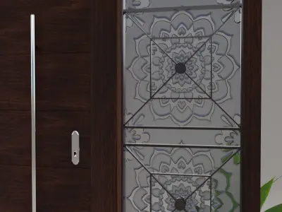 Stylized Door Rigged Low-Poly Low-poly 3D model