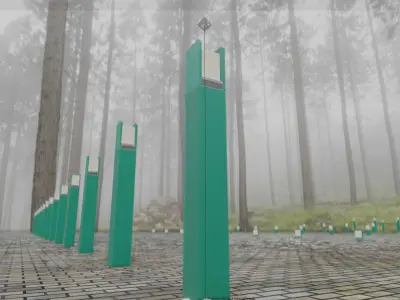 Street Light 8 Bollard 900mm Moss Green Version 4 Low-poly 3D model