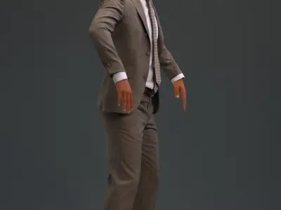 Rigged European male 3D model in business formal attire Low-poly 3D model