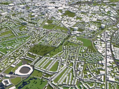 Birmingham 50x50km 3D City Map 3D model