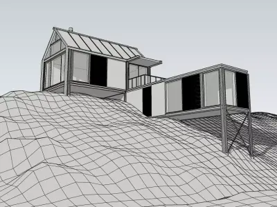 Modern Hillside House - Minimalist Architectural 3D model