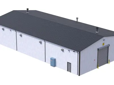 3 Industrial Buildings 3D Model Pack