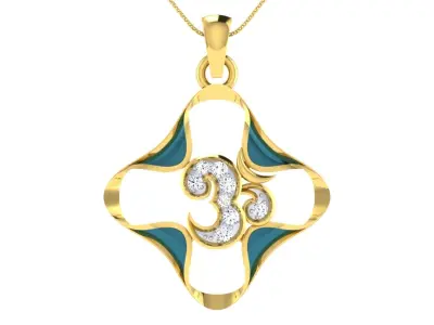 light weight yellow gold  diamond pendent -ZA PN 2116 3D print model