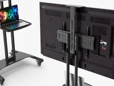  TV Stand with Laptop and Screen 