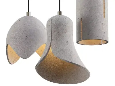 Untitled three concrete pendant lights 3D model
