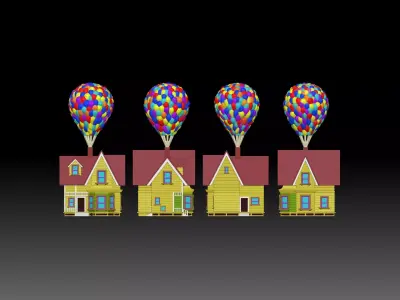 UP HOUSE with balloon 3D print model