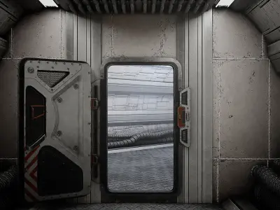 SciFi Bunker Door v2 Low-poly 3D model