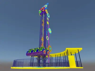 Jump Frog Tower Rides Low-poly 3D model