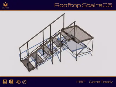 Rooftop Stairs 05 Low-poly 3D model