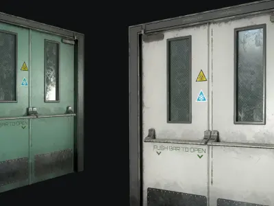 Closed Hospital Door Low-poly 3D model