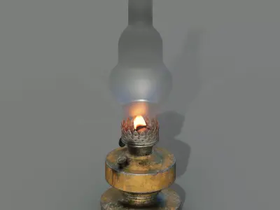 Realistic Oil Lamp Low-poly 3D model