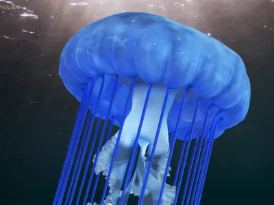  Electric Blue Jellyfish Rigged 