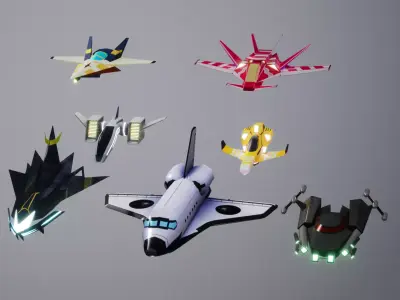 3DP Lowpoly Spaceships Collection Low-poly 3D model