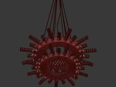 Majestic chandelier made of brass and glass 3D model