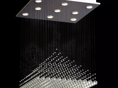 Hanging modern chandelier with crystals from it 3D model