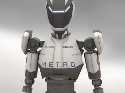 Police Bot LP Rigged Low-poly 3D model