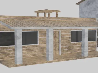 Asset Western town building  Low-poly 3D model