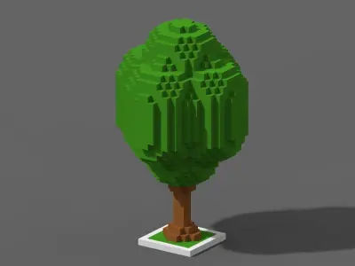 Tree Voxel - 5 Low-poly 3D model