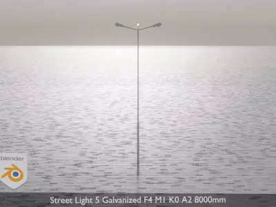 Street Light 5 Galvanized F4 M1 K0 A2 8000mm Low-poly 3D model