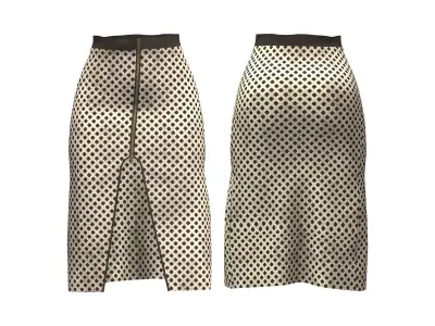 Red Strap Top And Front Slit A-Line Skirt Outfit Low-poly 3D model