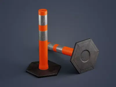 Traffic - Crowd Barrier Control -  Delineator Channelizer Post Low-poly 3D model