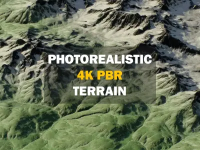 Large Mountains Realistic Terrain 4k PBR Landscape Low-poly 3D model