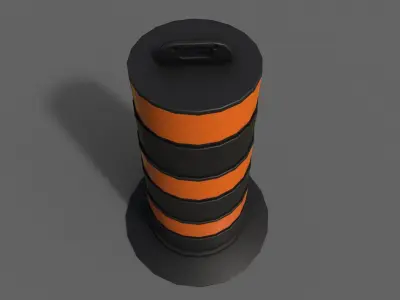 PBR Traffic Drum Barrel BlackOrange Low-poly 3D model