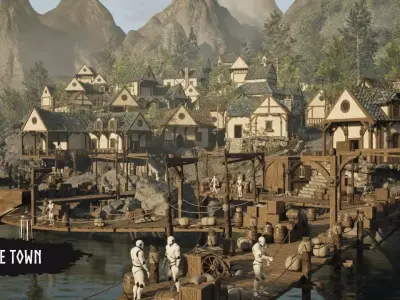 Modular Medieval Town Low-poly 3D model