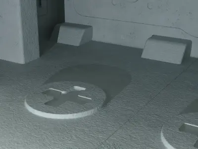 Concrete Space Station Room scifi interior  3D model