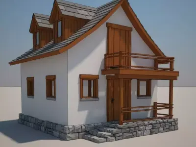 Cartoon Medieval House 08 3D model