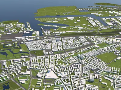 Malm Sweden 50x50km 3D City Map 3D model